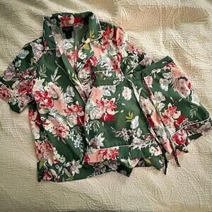 Cynthia Rowley Green Floral pajama set size small